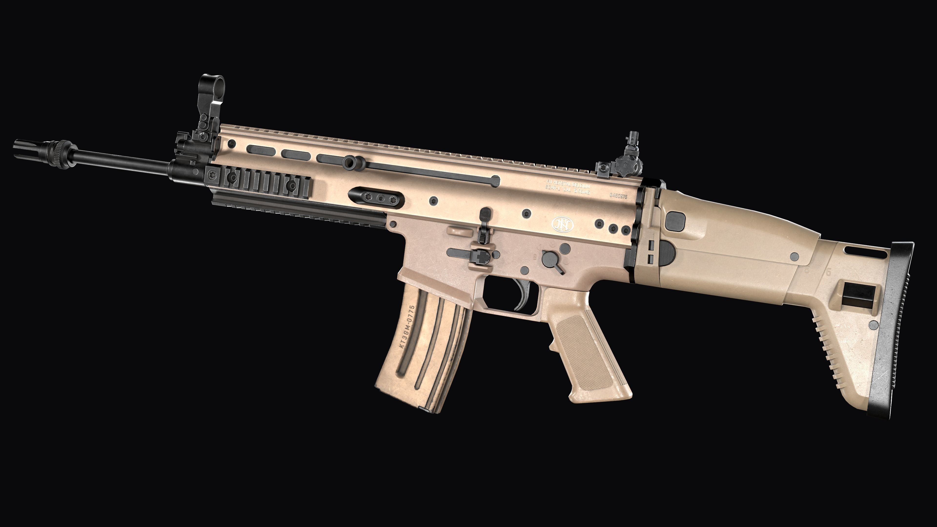 modular assault rifle FN SCAR-L mk 16 Low-poly 3D model_8
