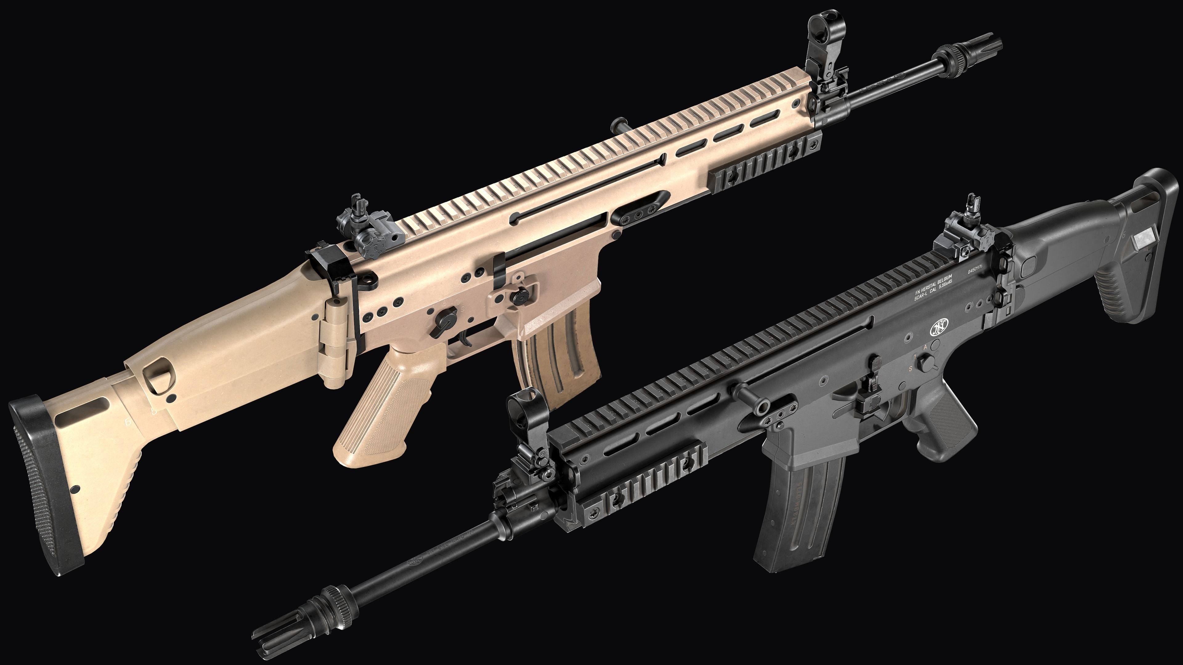 modular assault rifle FN SCAR-L mk 16 Low-poly 3D model_5
