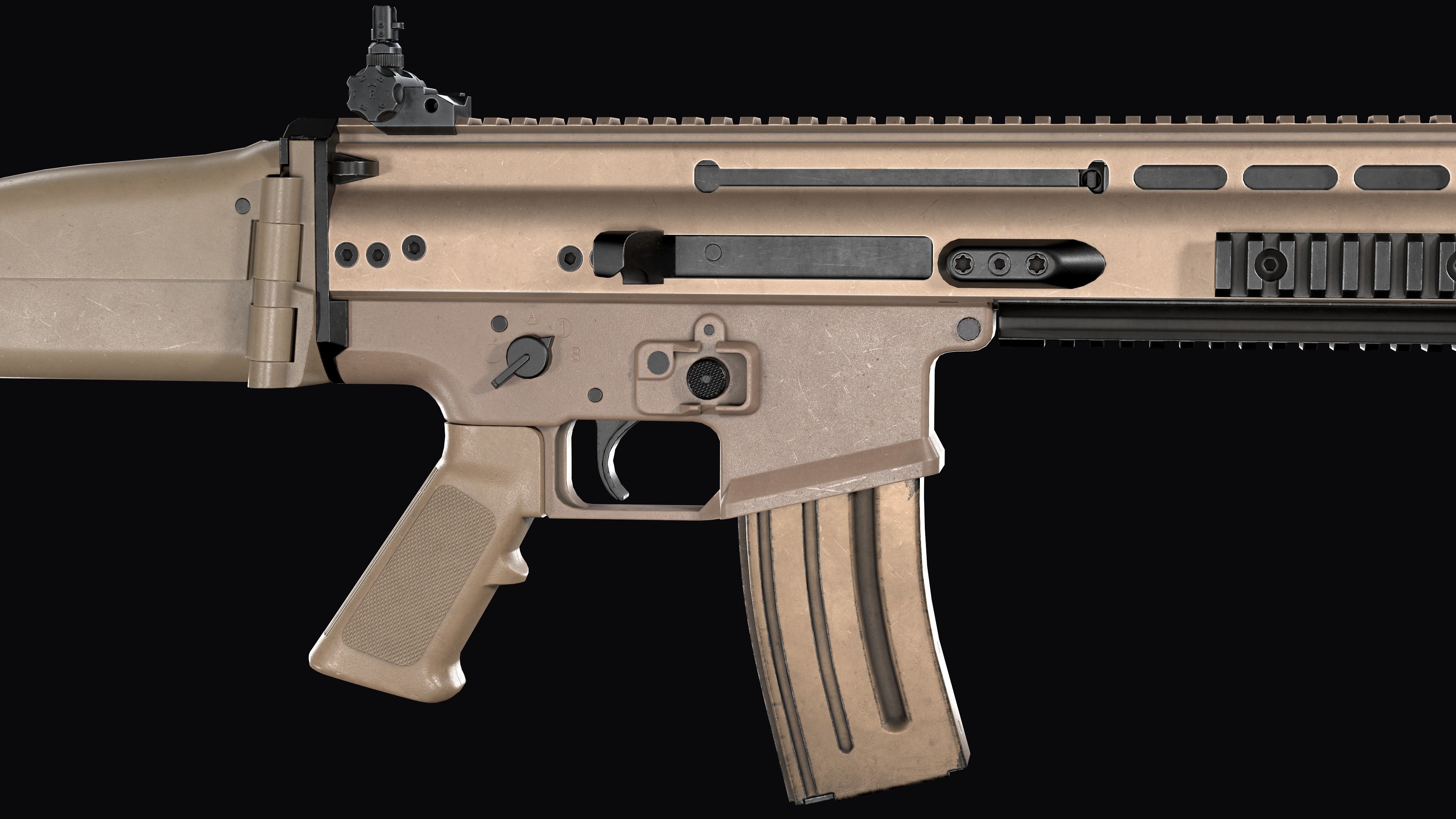 modular assault rifle FN SCAR-L mk 16 Low-poly 3D model_14