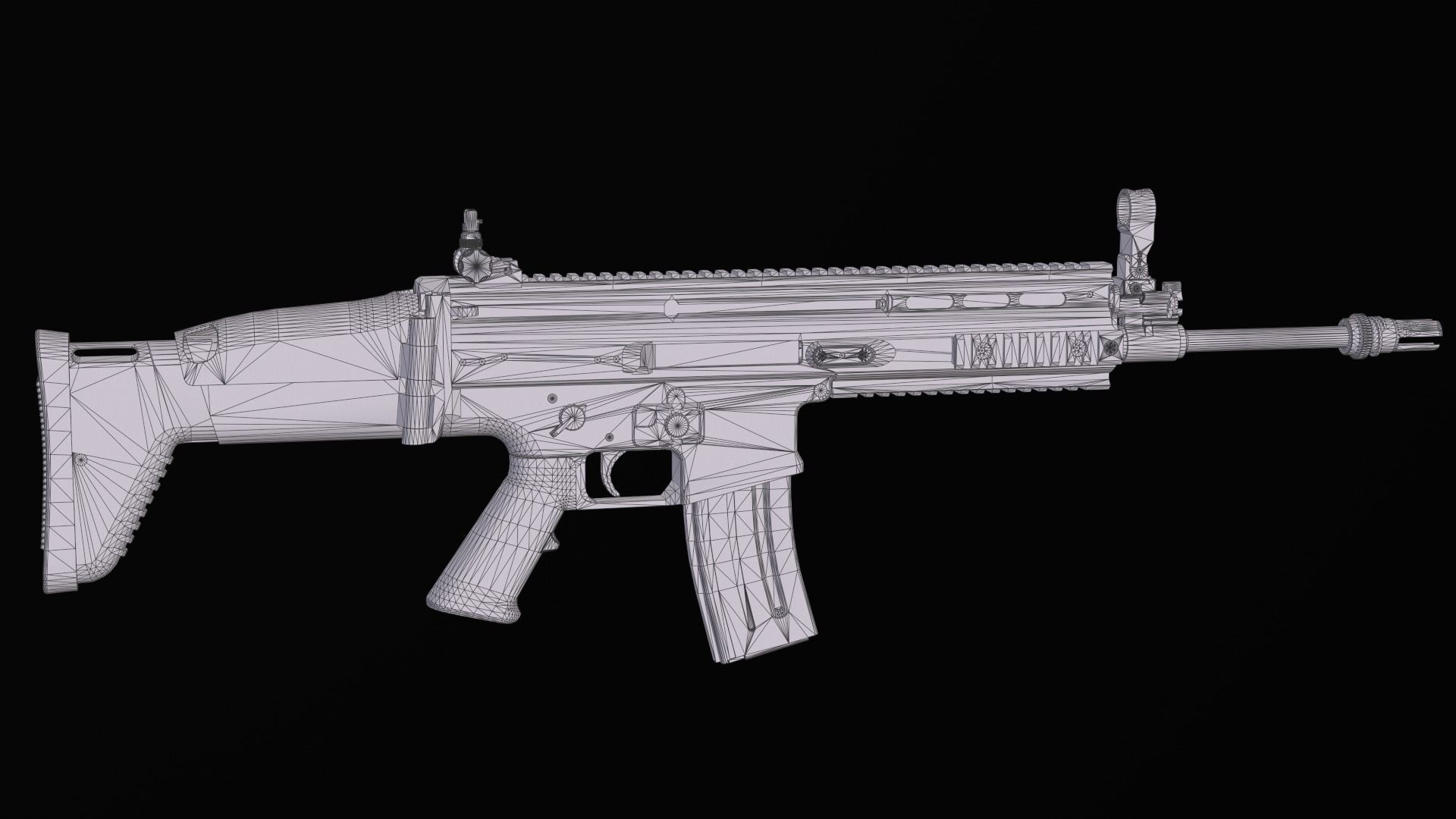 modular assault rifle FN SCAR-L mk 16 Low-poly 3D model_29