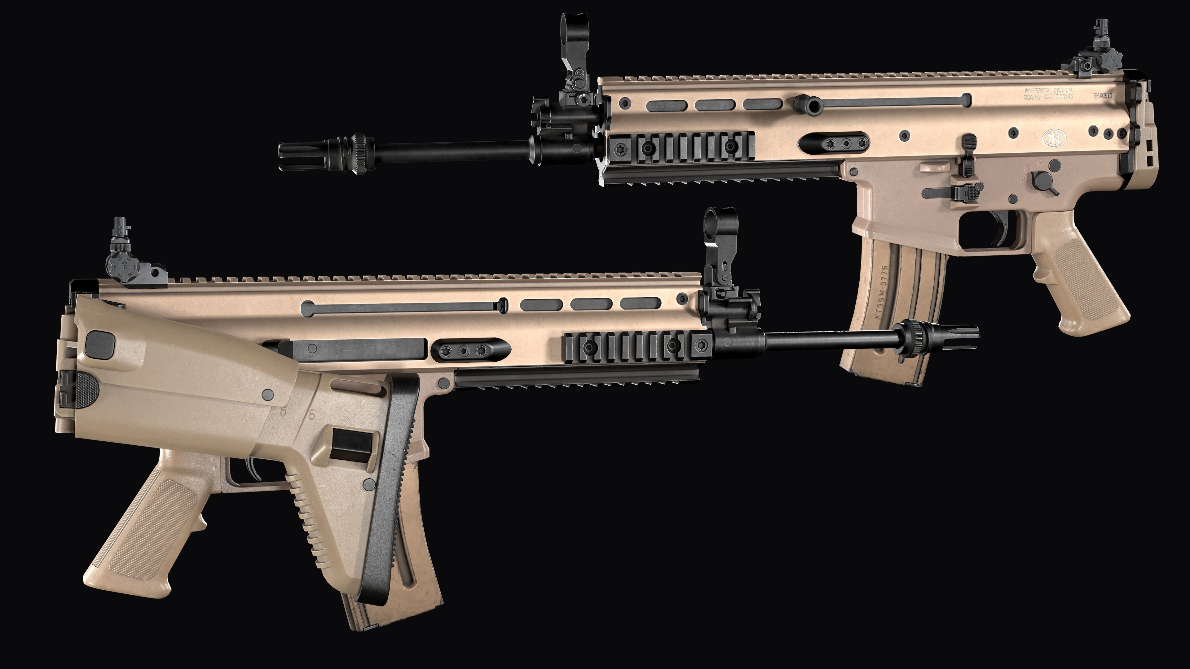 modular assault rifle FN SCAR-L mk 16 Low-poly 3D model_21