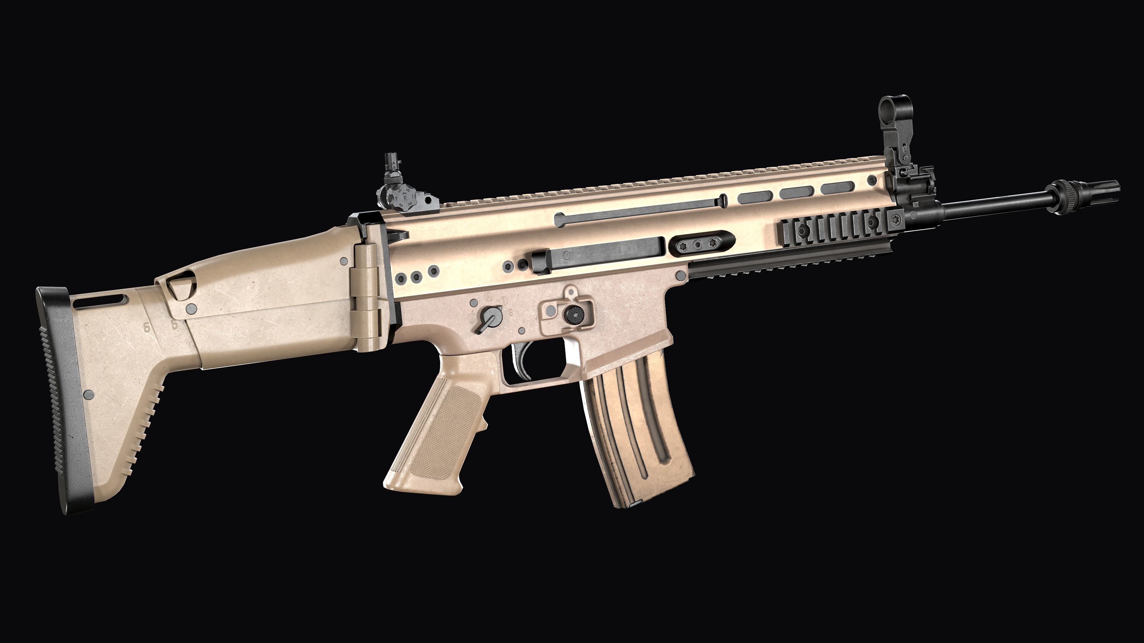 modular assault rifle FN SCAR-L mk 16 Low-poly 3D model_9
