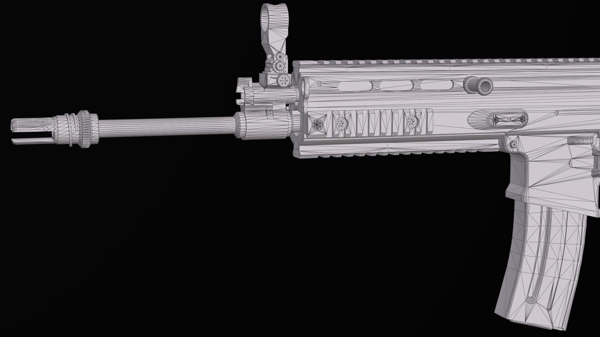 modular assault rifle FN SCAR-L mk 16 Low-poly 3D model_31