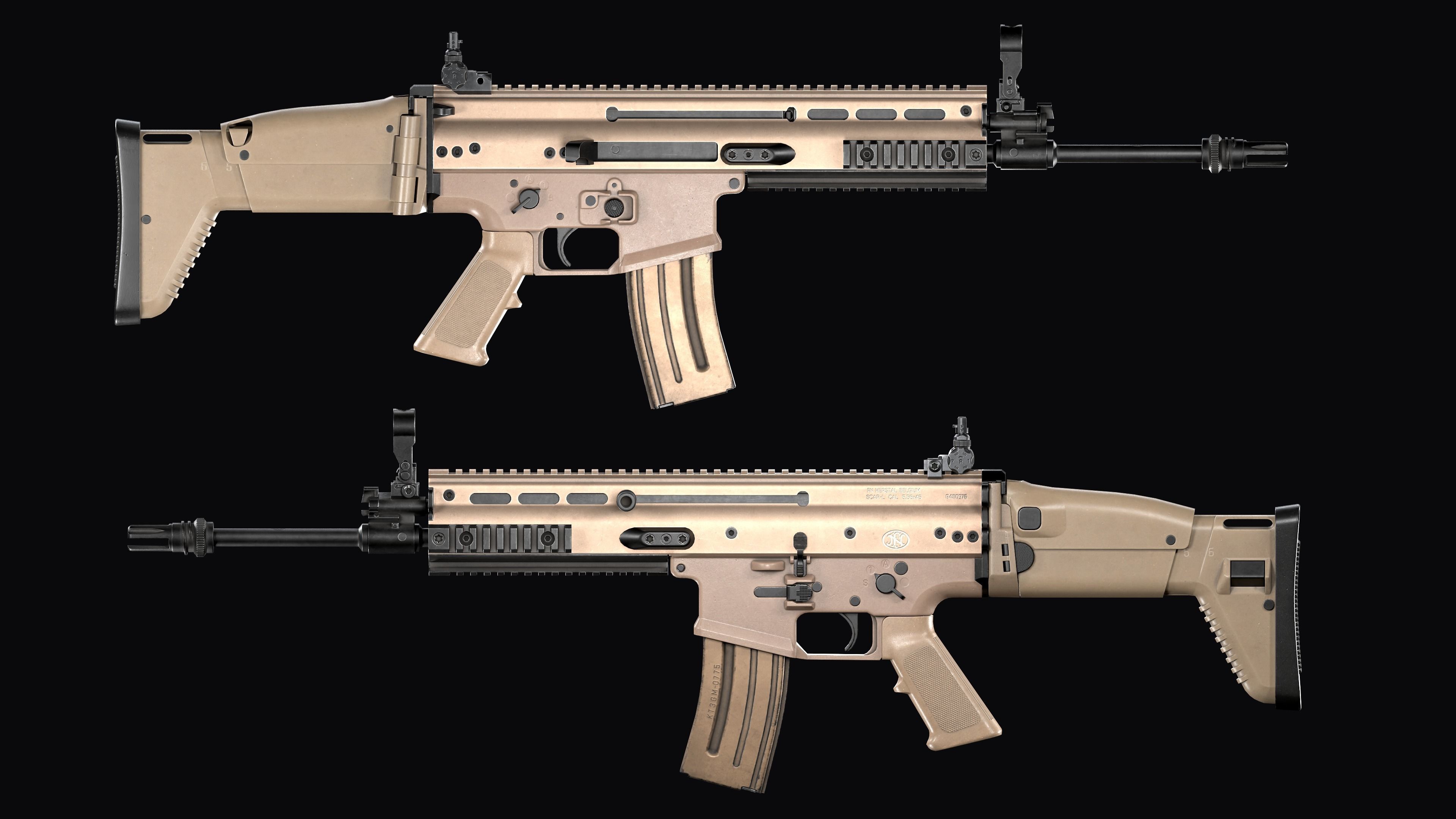 modular assault rifle FN SCAR-L mk 16 Low-poly 3D model_25