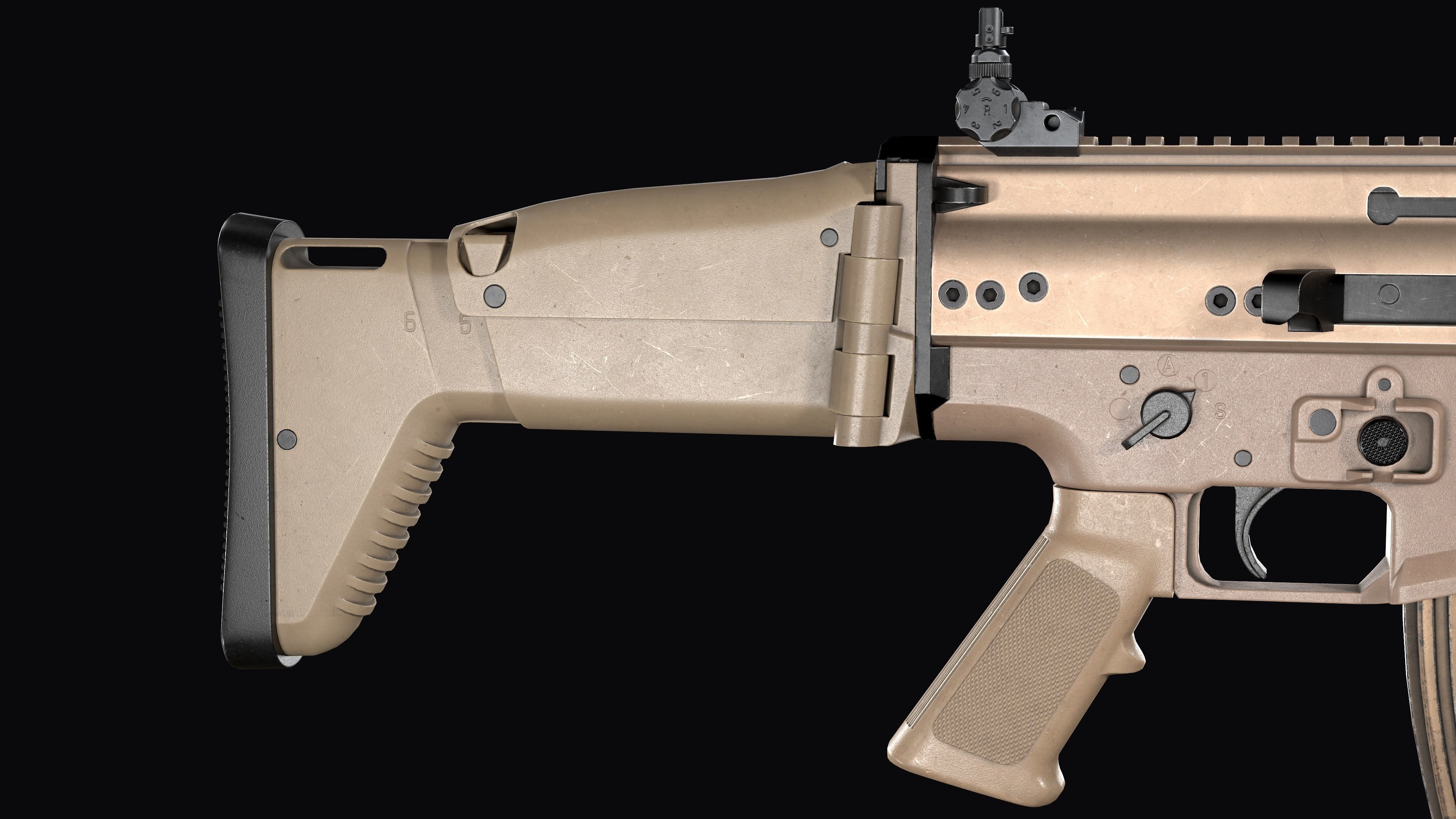 modular assault rifle FN SCAR-L mk 16 Low-poly 3D model_15