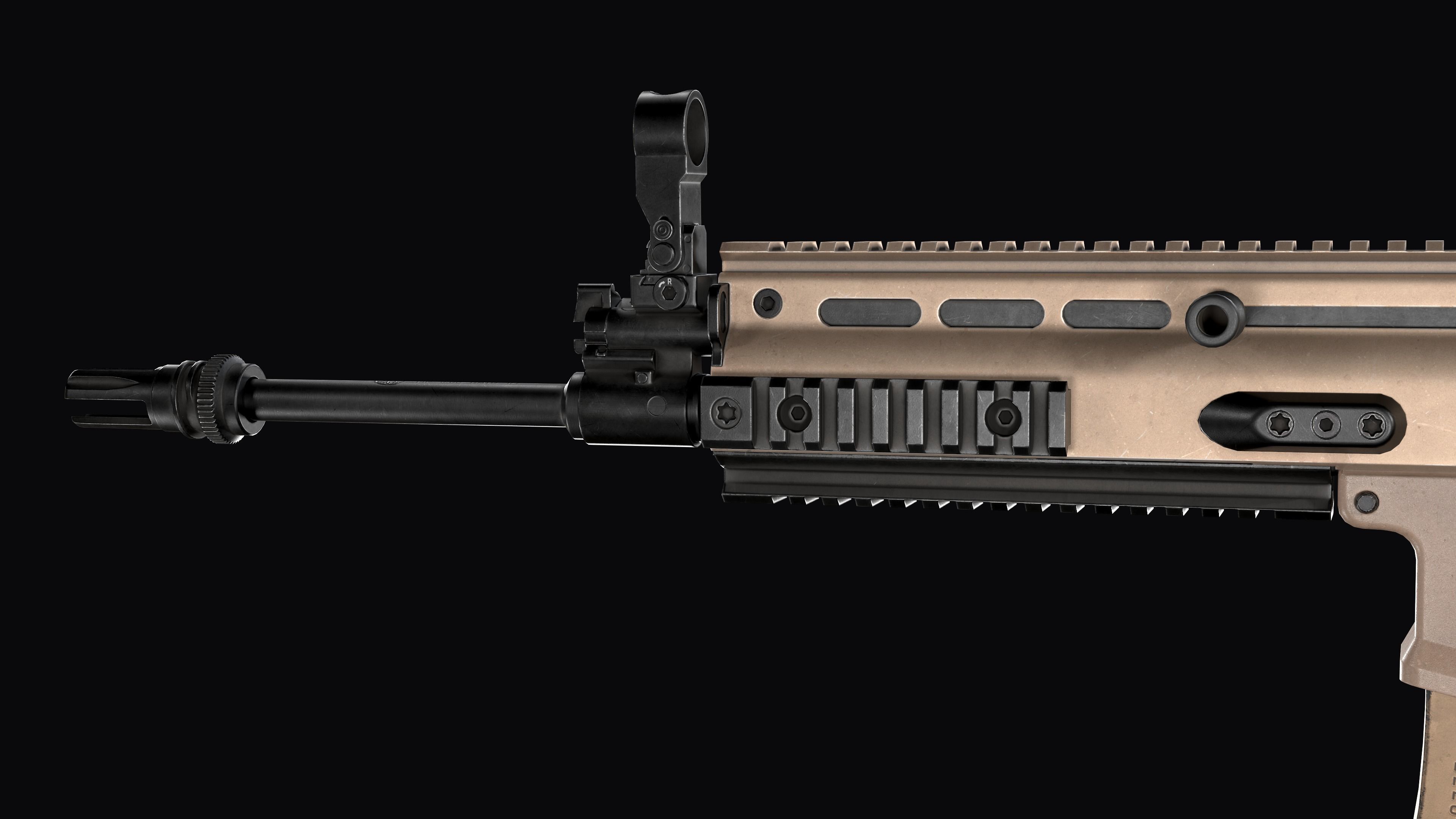 modular assault rifle FN SCAR-L mk 16 Low-poly 3D model_16