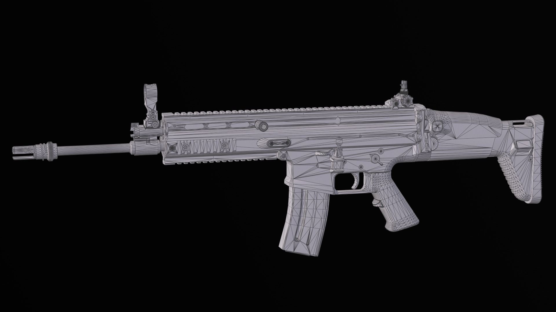 modular assault rifle FN SCAR-L mk 16 Low-poly 3D model_30