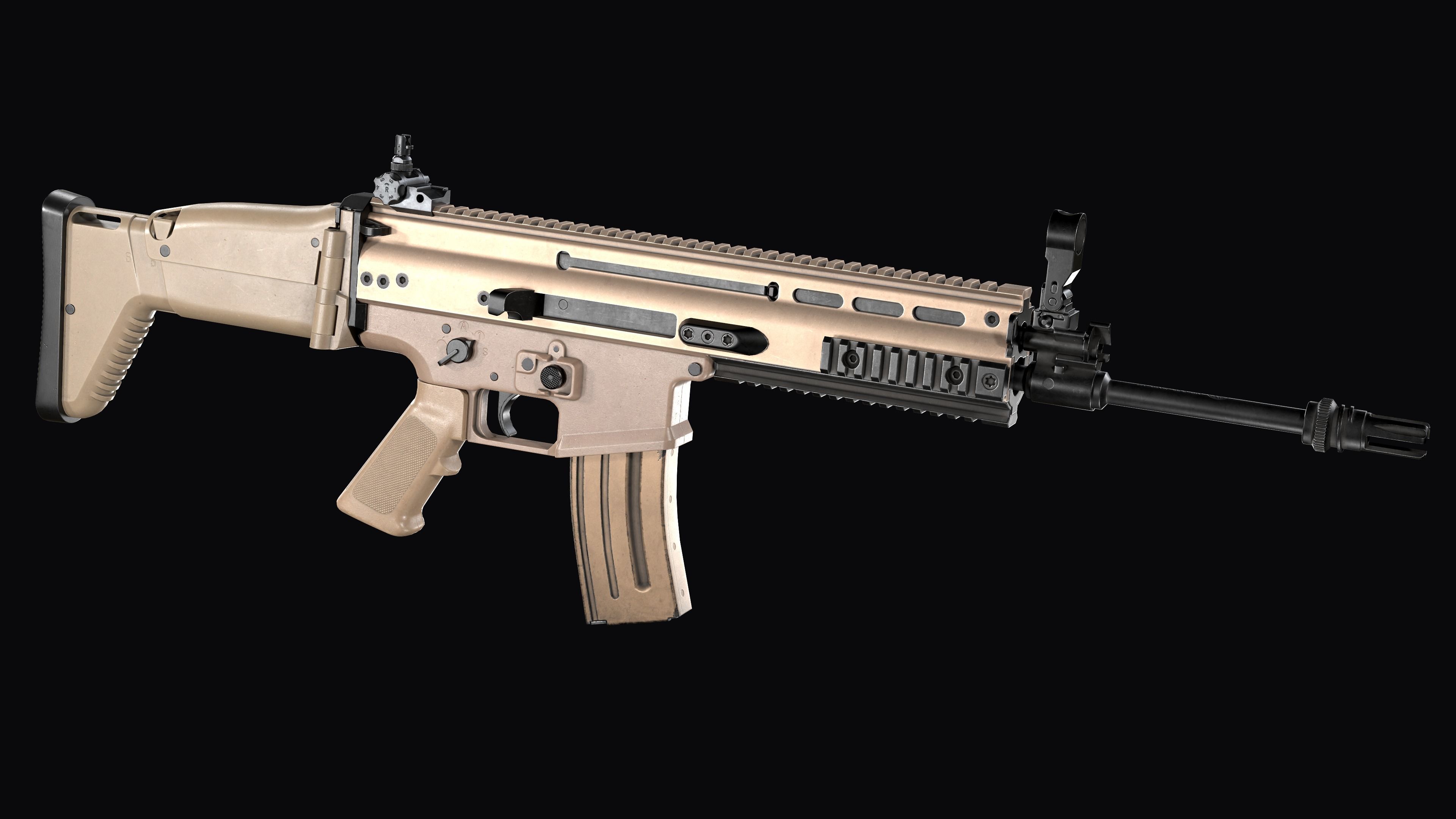 modular assault rifle FN SCAR-L mk 16 Low-poly 3D model_10