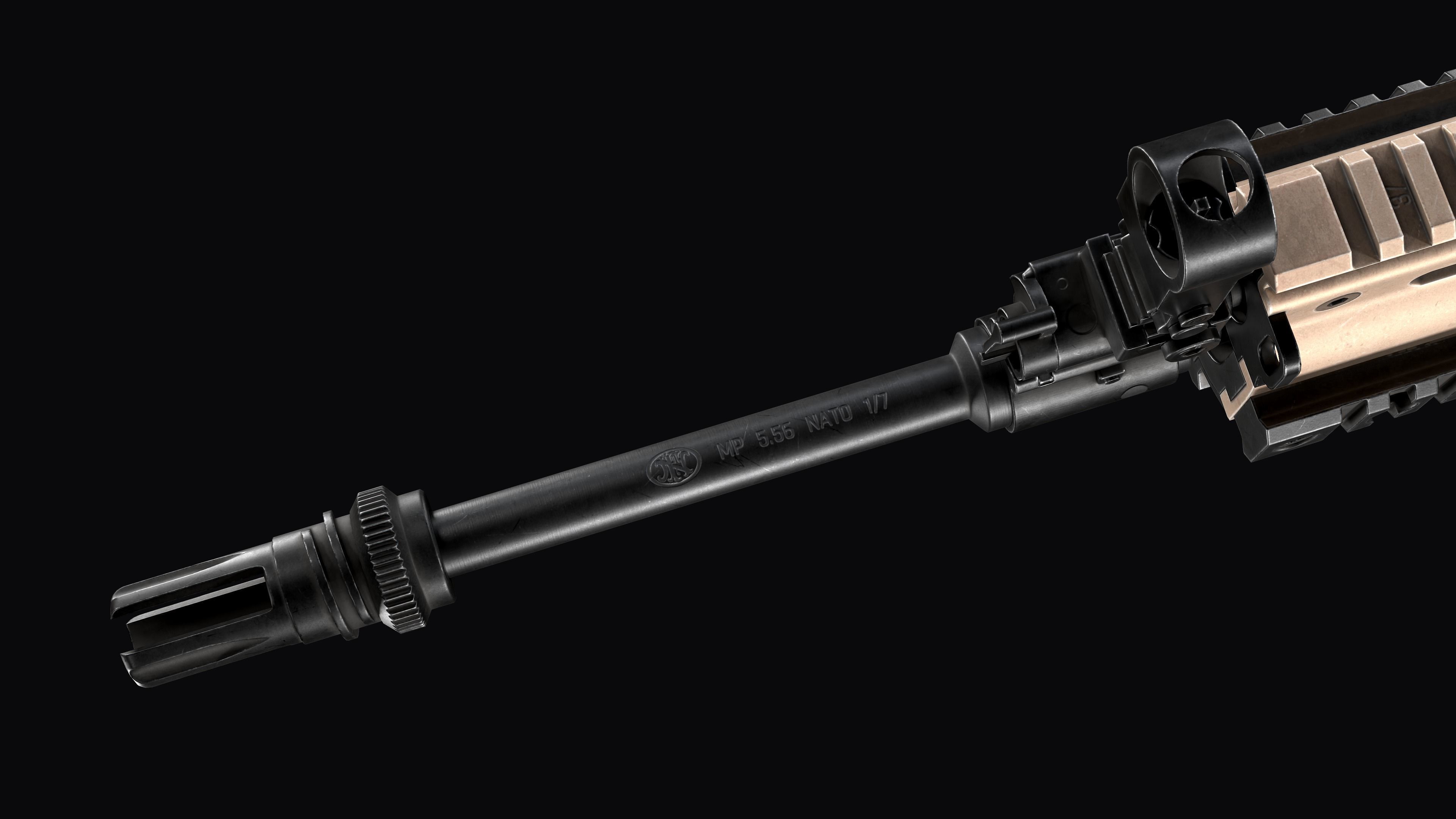 modular assault rifle FN SCAR-L mk 16 Low-poly 3D model_17