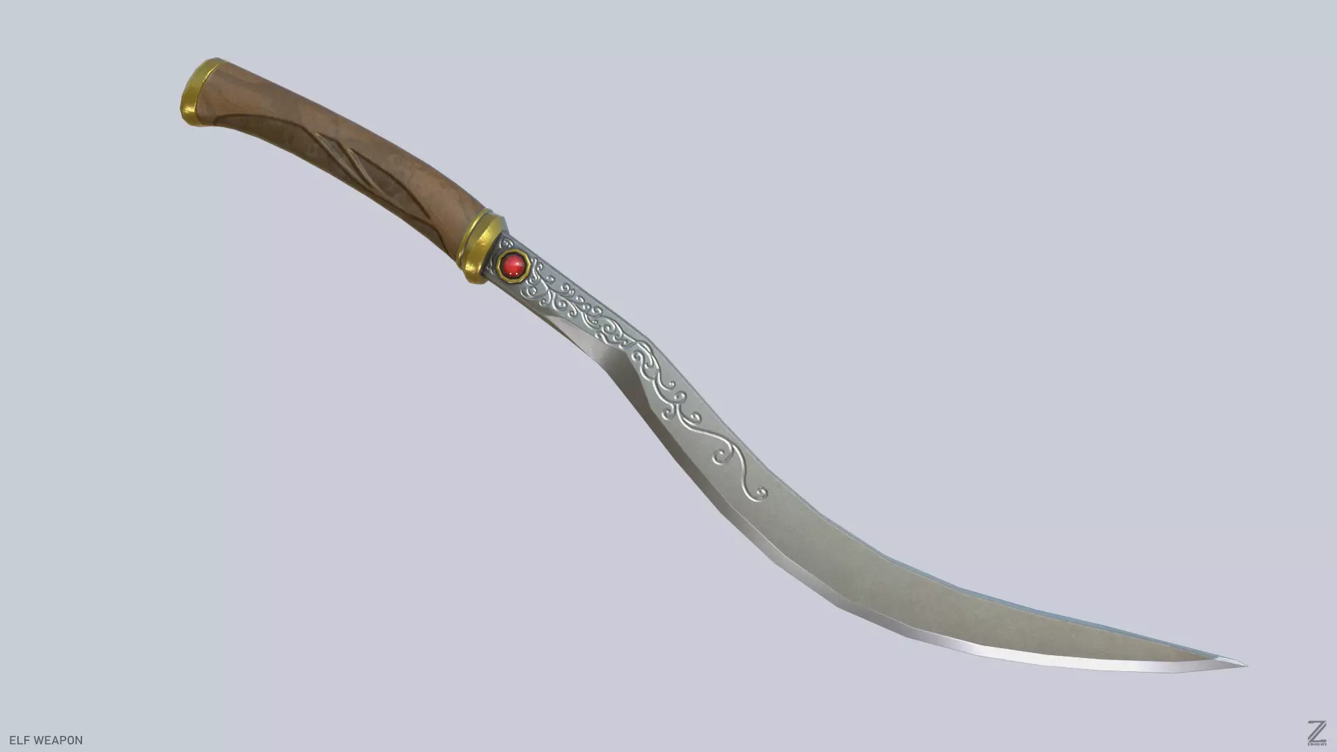 Elf weapon Low-poly 3D model_0