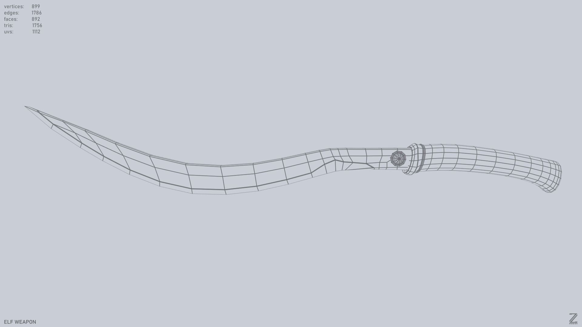 Elf weapon Low-poly 3D model_12