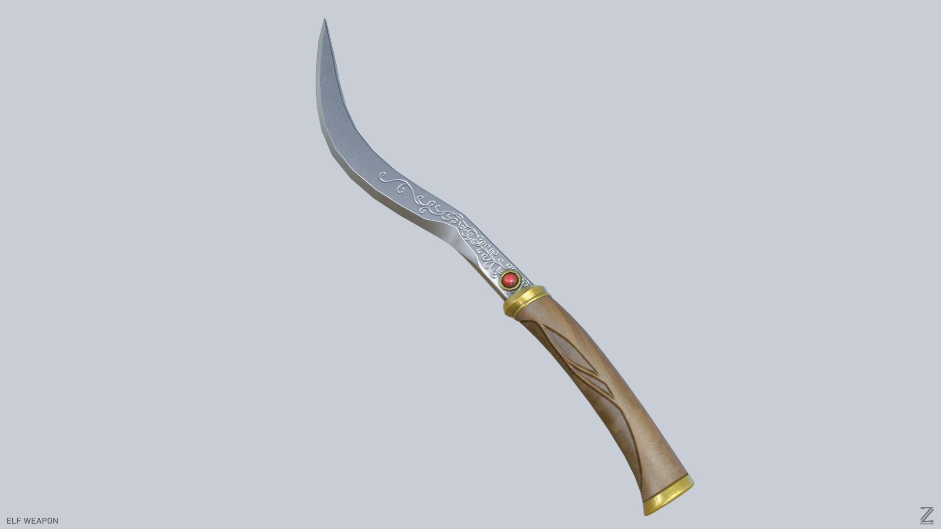 Elf weapon Low-poly 3D model_7