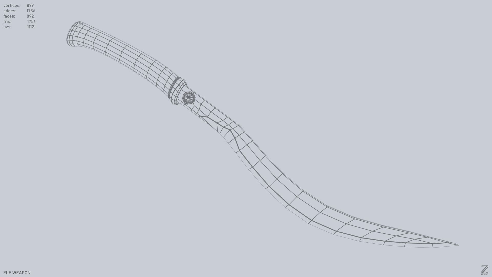 Elf weapon Low-poly 3D model_10