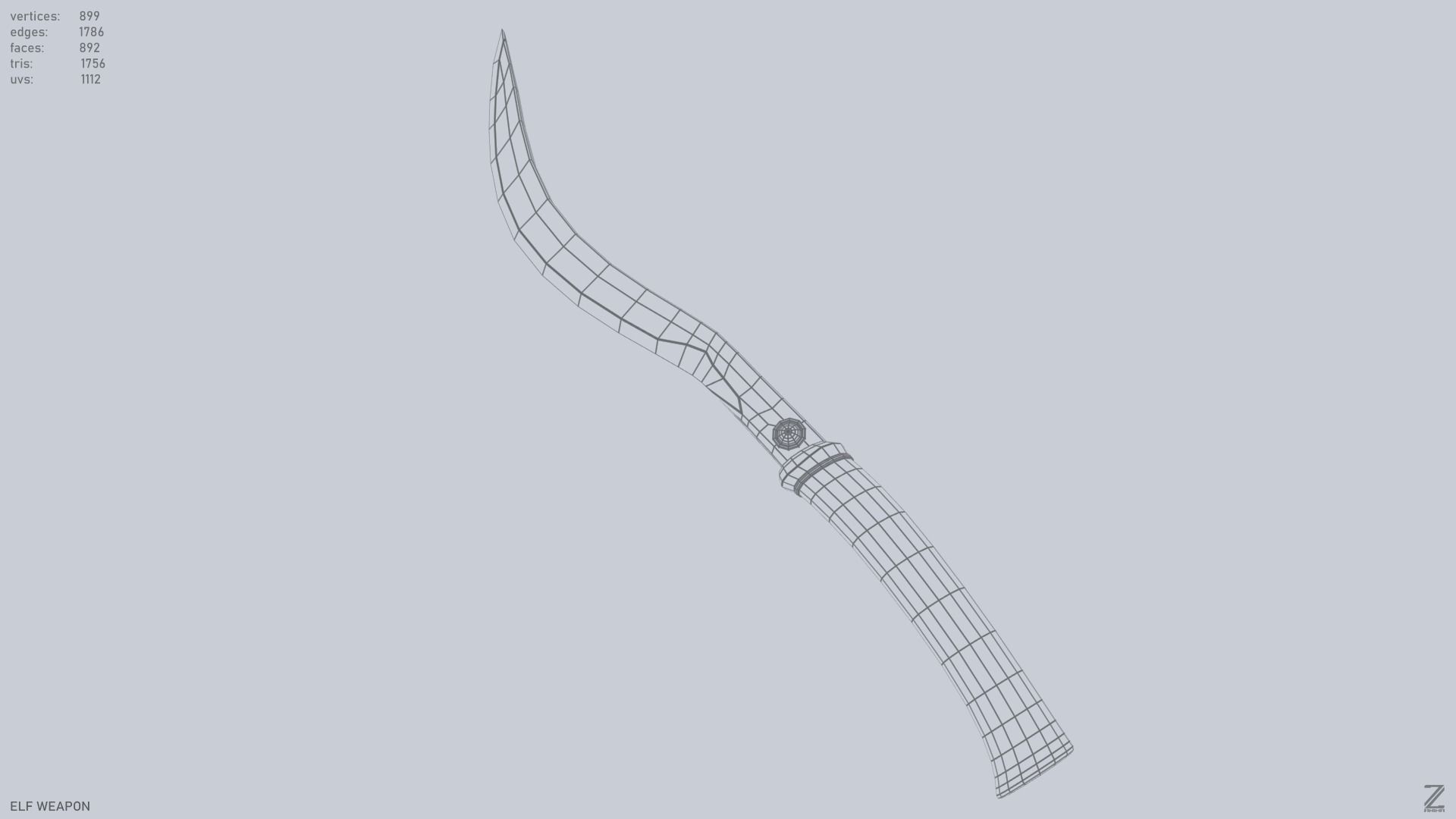 Elf weapon Low-poly 3D model_13