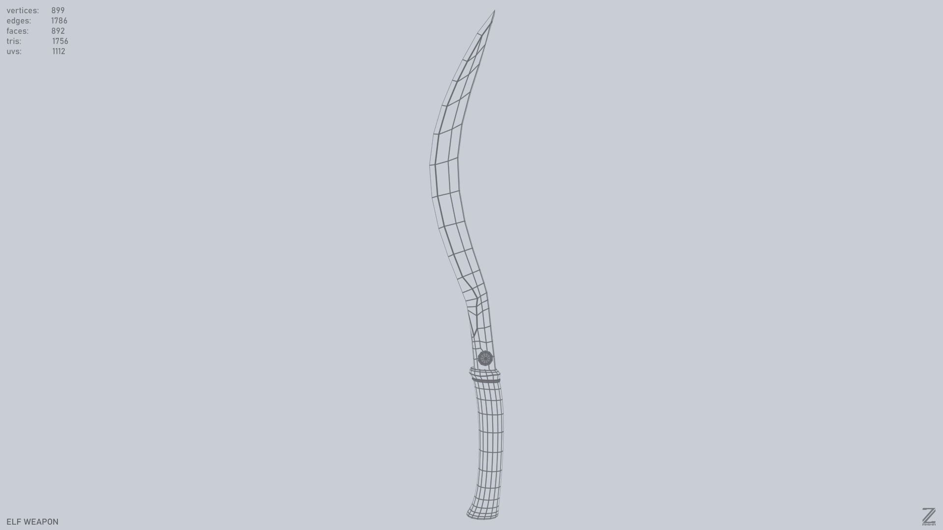Elf weapon Low-poly 3D model_9