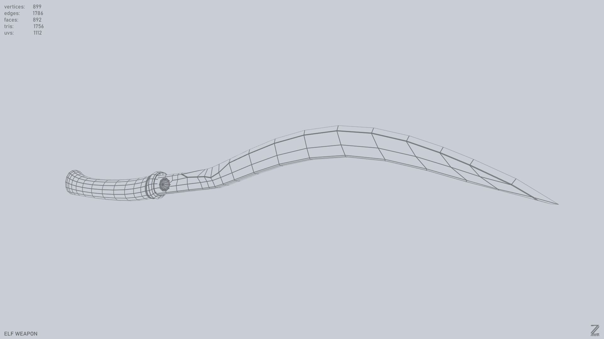 Elf weapon Low-poly 3D model_14