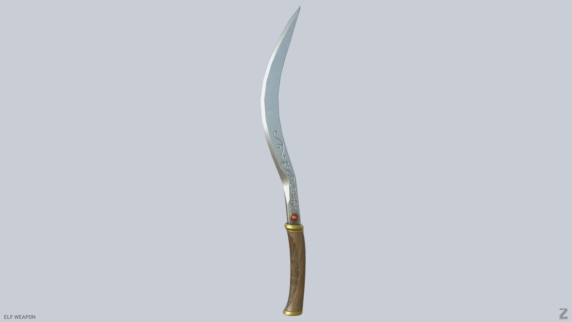 Elf weapon Low-poly 3D model_3