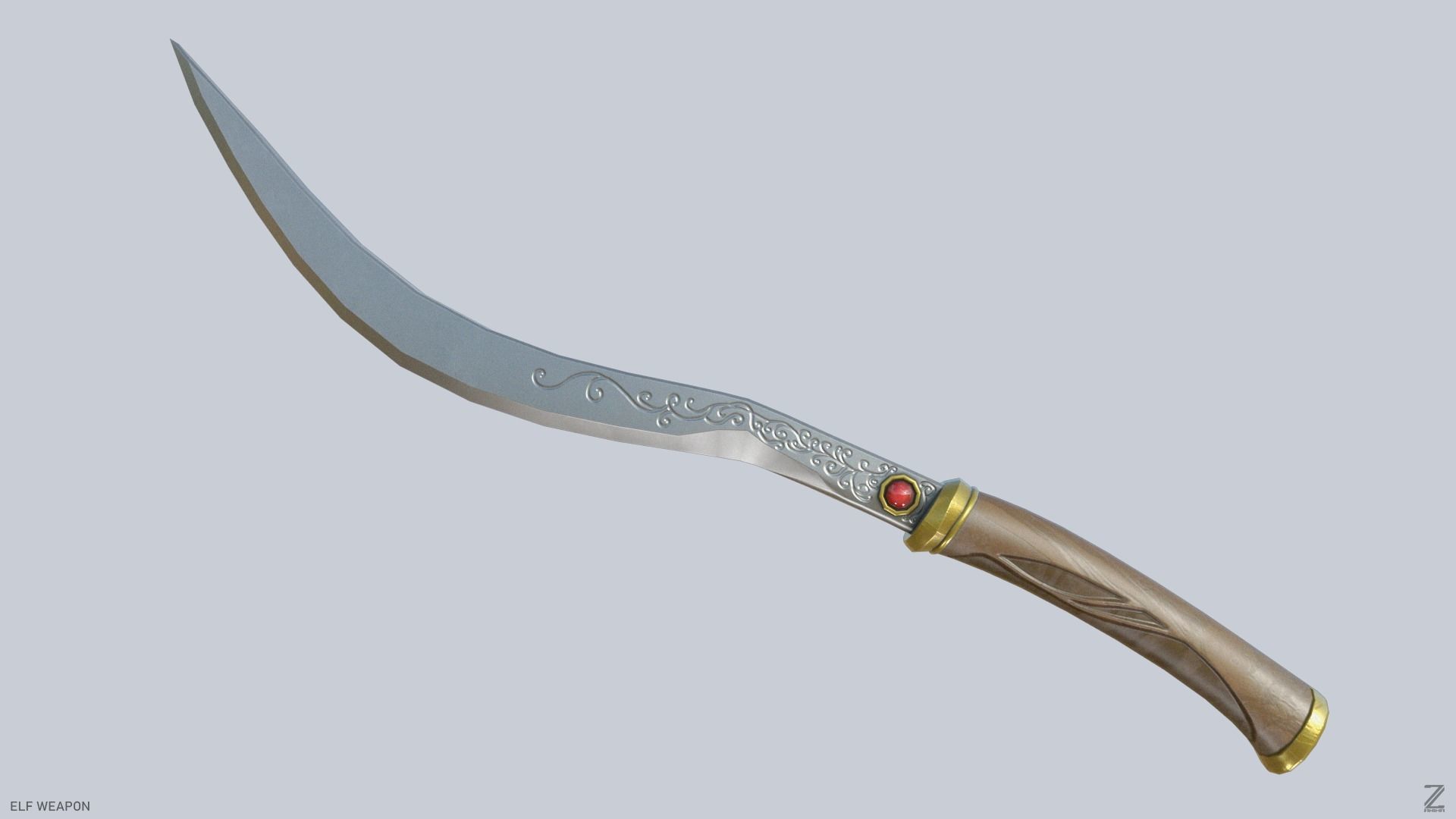 Elf weapon Low-poly 3D model_4