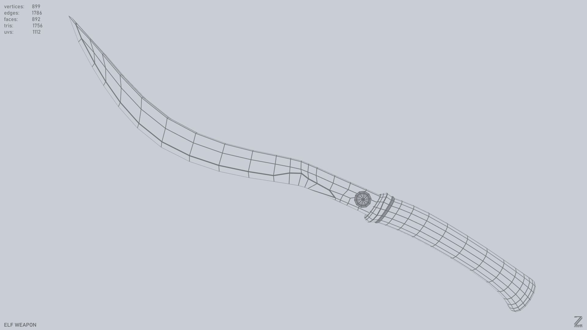 Elf weapon Low-poly 3D model_2