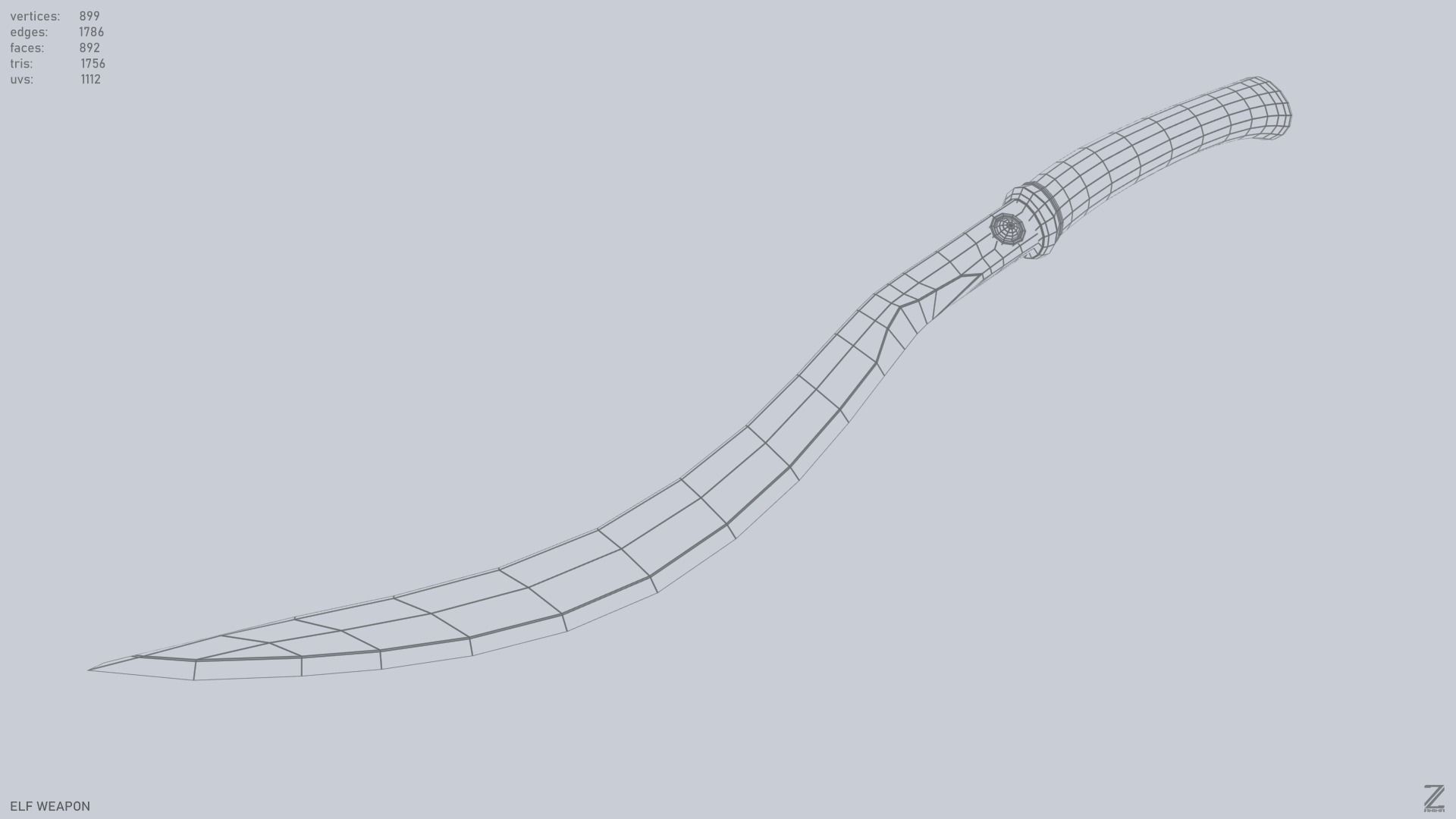 Elf weapon Low-poly 3D model_11