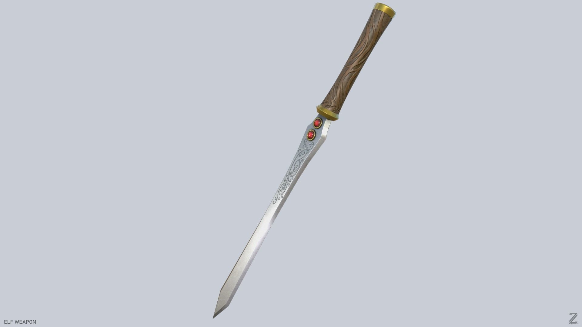 Elf weapon Low-poly 3D model_8