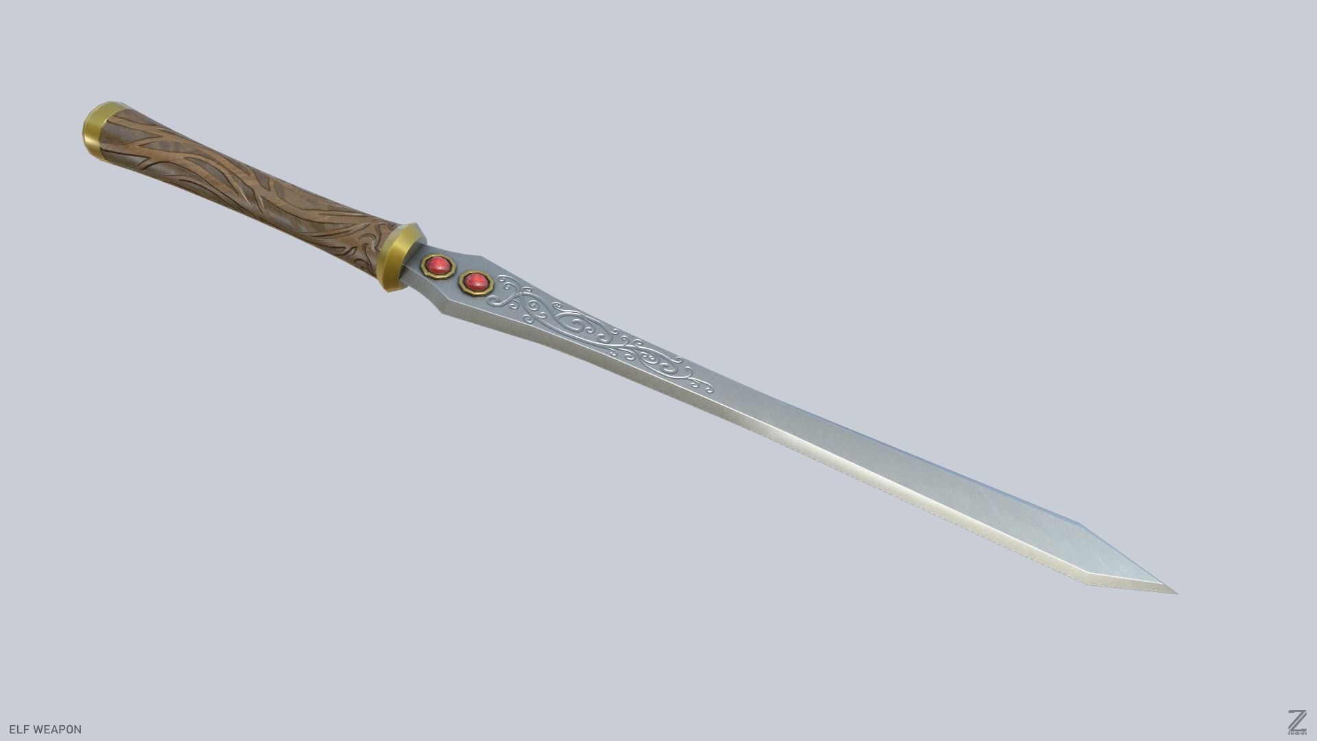 Elf weapon Low-poly 3D model_5
