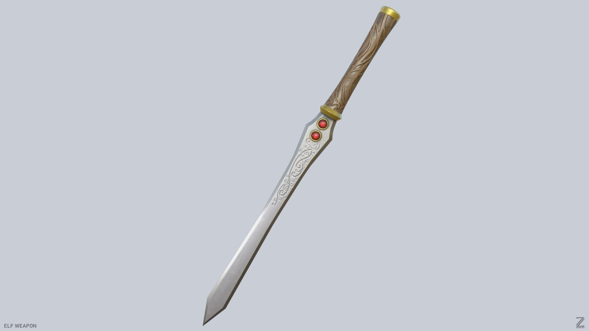 Elf weapon Low-poly 3D model_3