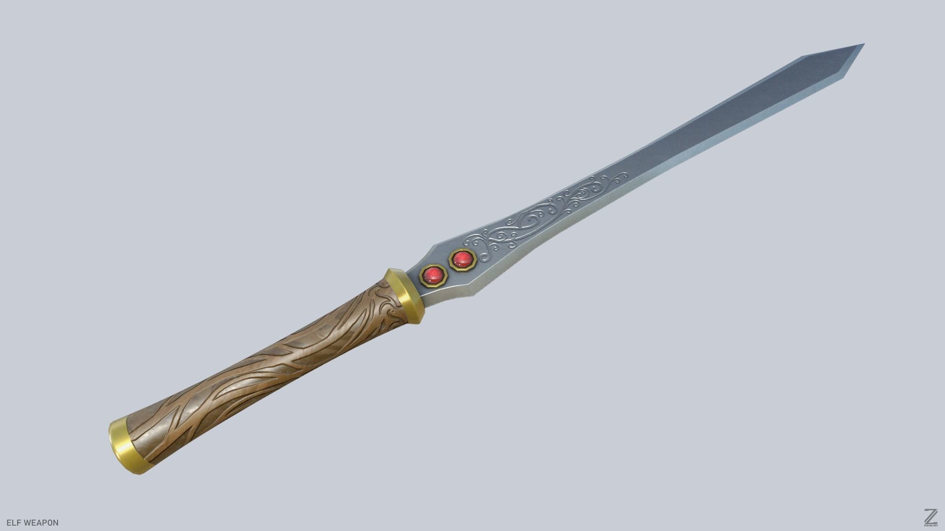Elf weapon Low-poly 3D model_7