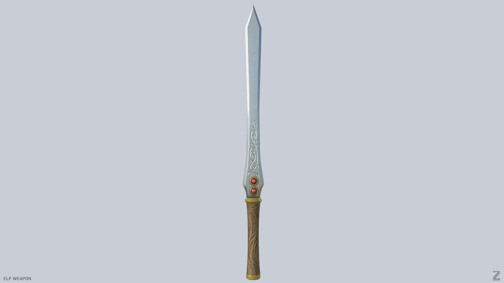 Elf weapon Low-poly 3D model_4