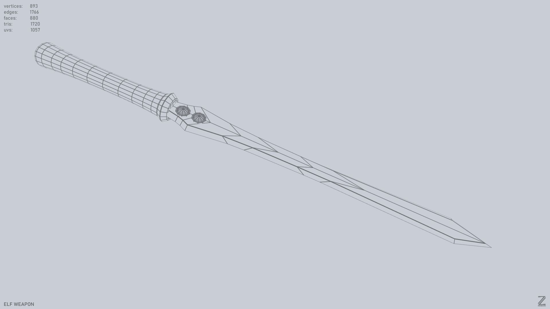 Elf weapon Low-poly 3D model_2