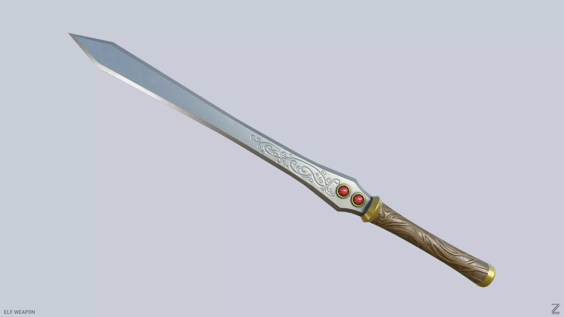 Elf weapon Low-poly 3D model_0