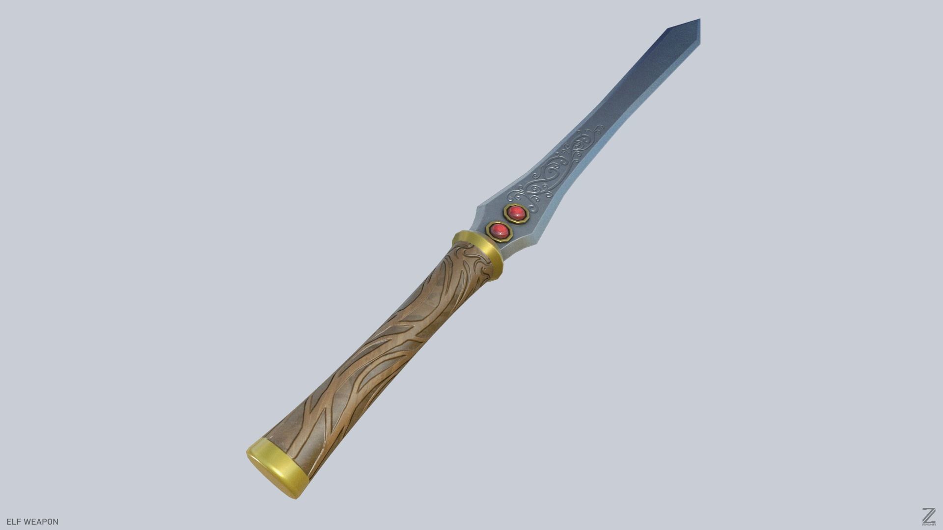 Elf weapon Low-poly 3D model_6