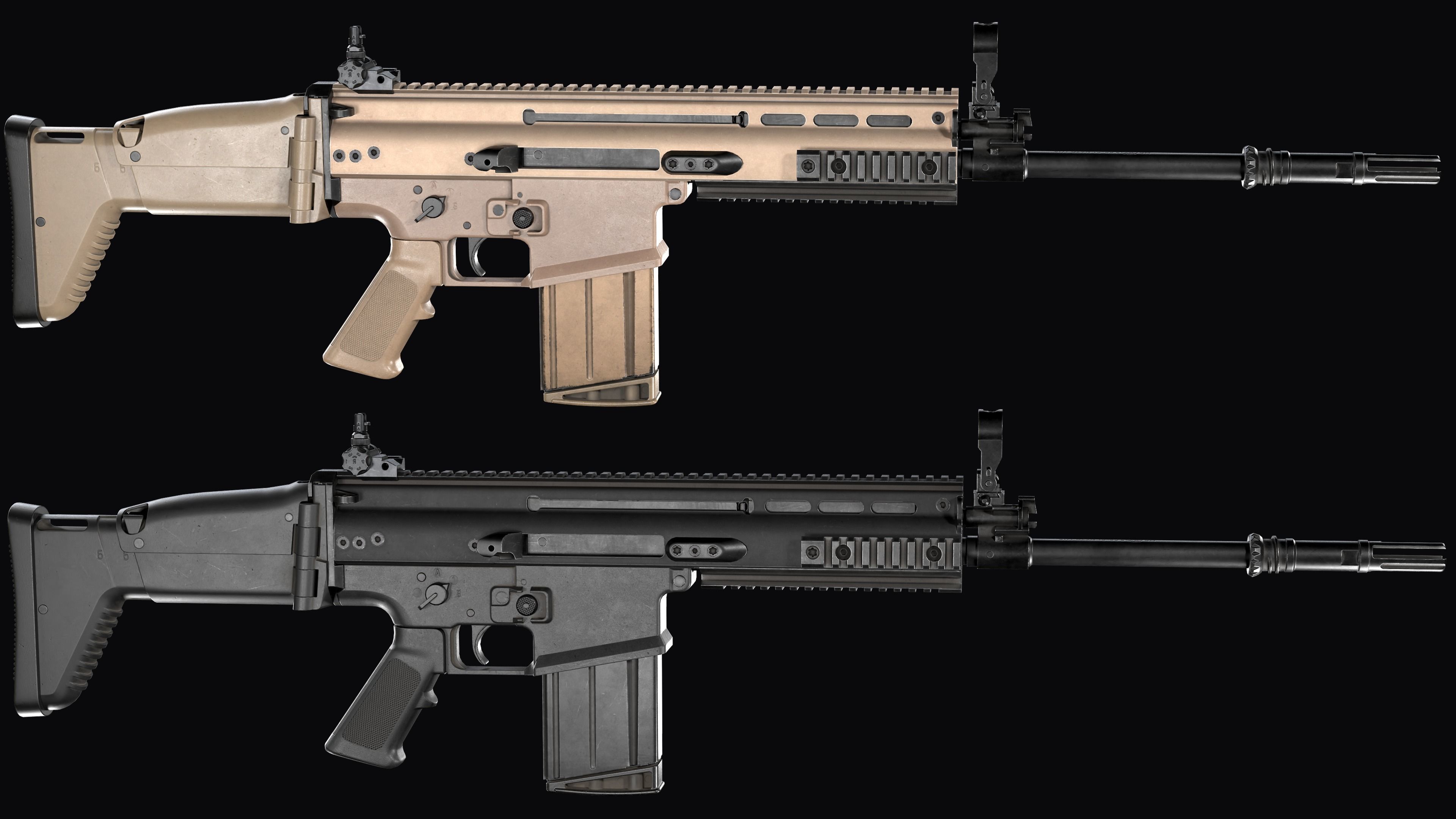 modular assault rifle FN SCAR-L mk 16 and SCAR-H mk 17  3D Model Collection_7