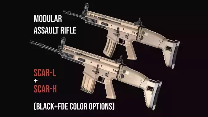 modular assault rifle FN SCAR-L mk 16 and SCAR-H mk 17  3D Model Collection