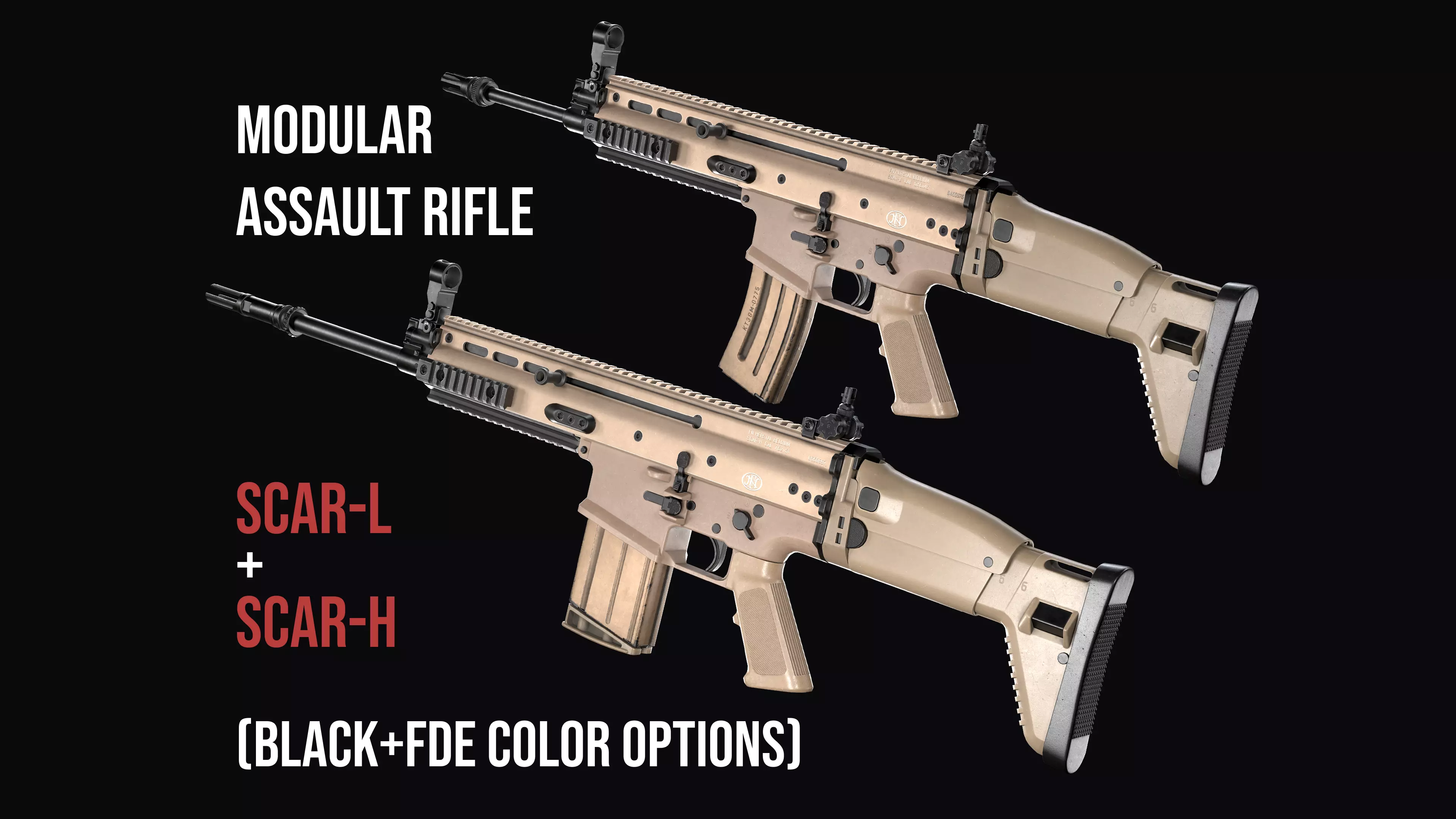 modular assault rifle FN SCAR-L mk 16 and SCAR-H mk 17  3D Model Collection_0