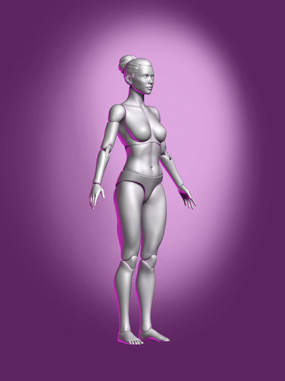 Female Articulated Action Figure 3D print model_1