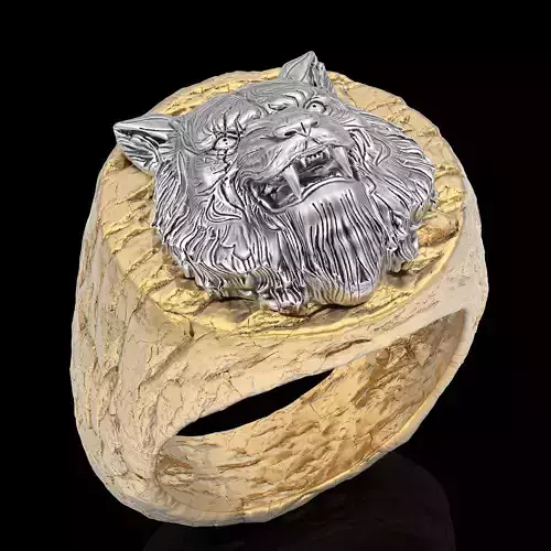 Tiger rock ring silver gold jewelry 3D printable model