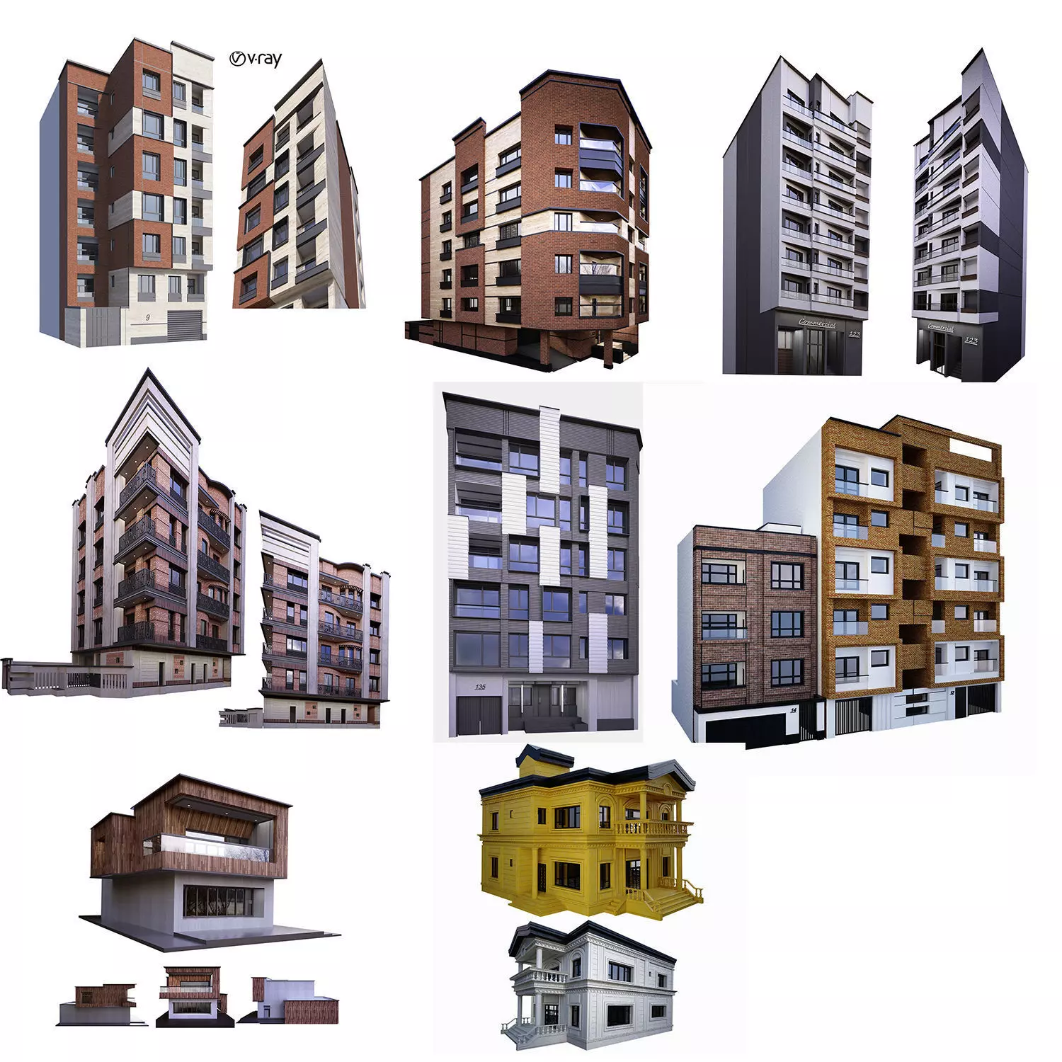 9 buildings  3D Model Collection_0