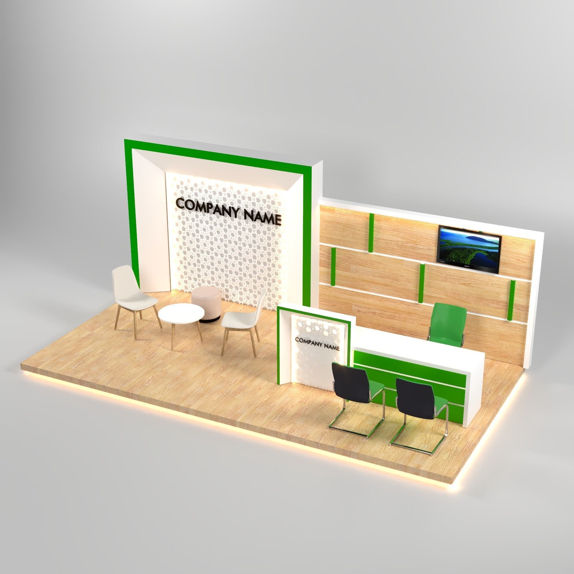 Small booth exhibiton 3m x 6m 3D model_1
