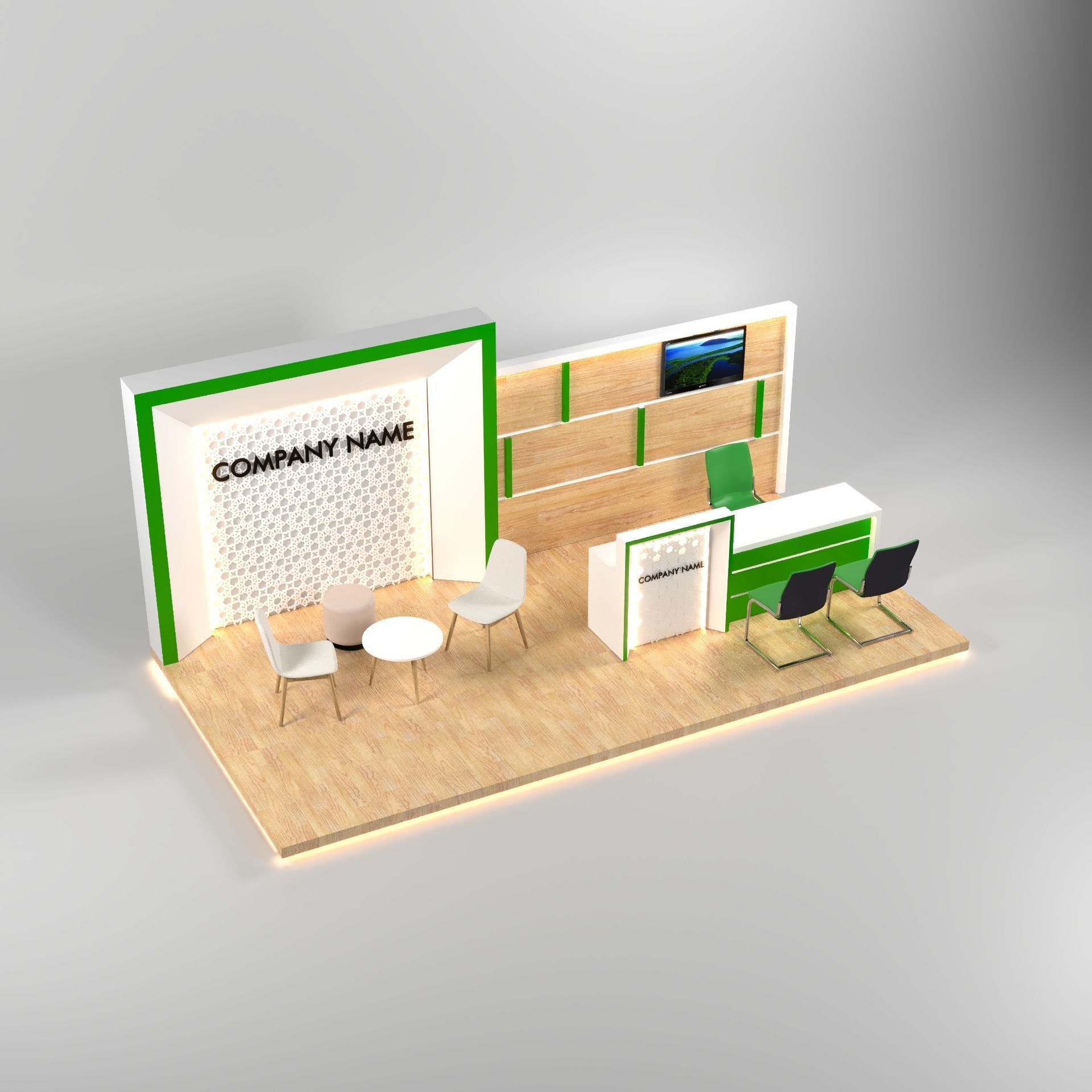 Small booth exhibiton 3m x 6m 3D model_2
