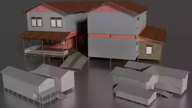 Rumah Kayu Panggung Tingkat 011-020 FBX