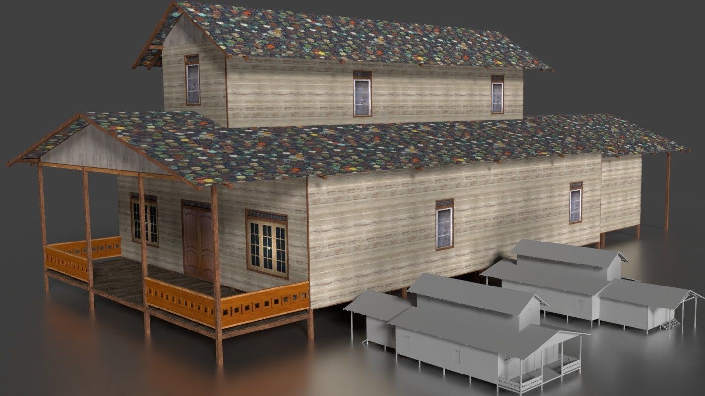 Rumah Kayu Panggung Tingkat 011-020 FBX 3D model_6