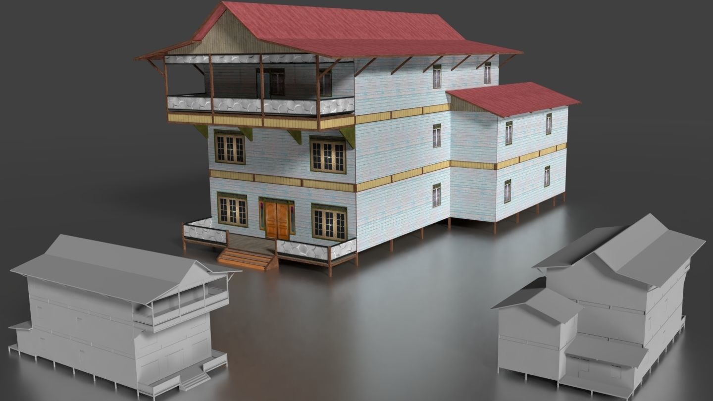 Rumah Kayu Panggung Tingkat 011-020 FBX 3D model_8