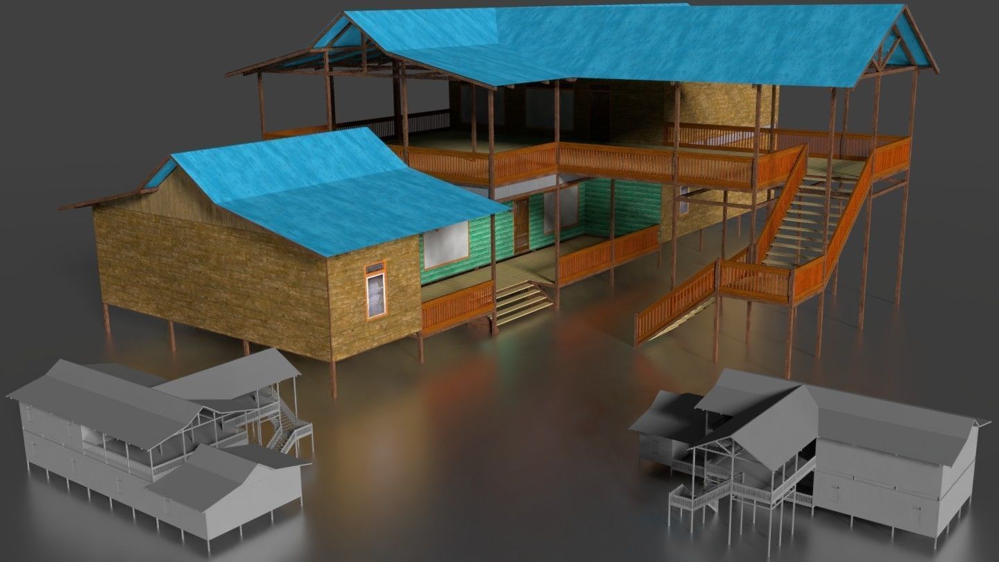 Rumah Kayu Panggung Tingkat 011-020 FBX 3D model_5