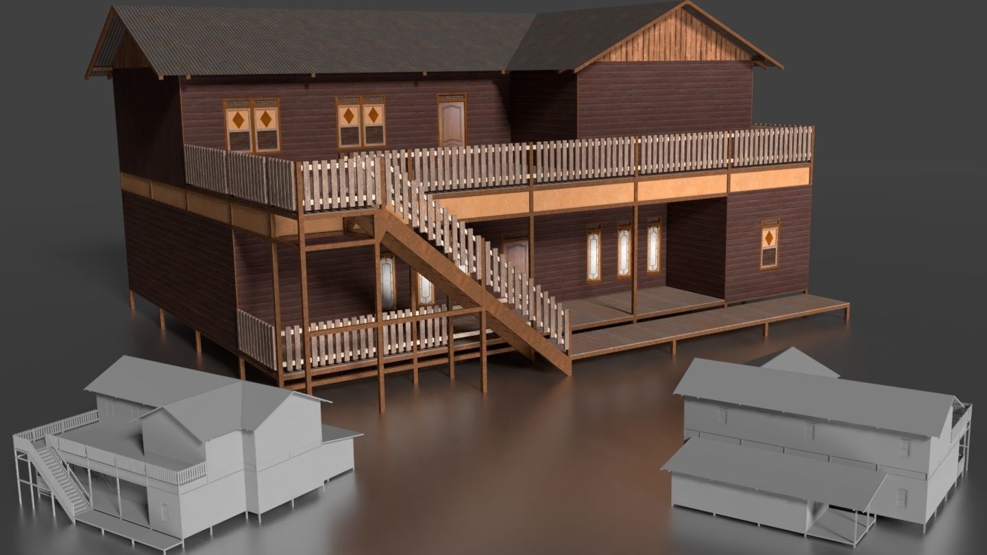 Rumah Kayu Panggung Tingkat 011-020 FBX 3D model_7