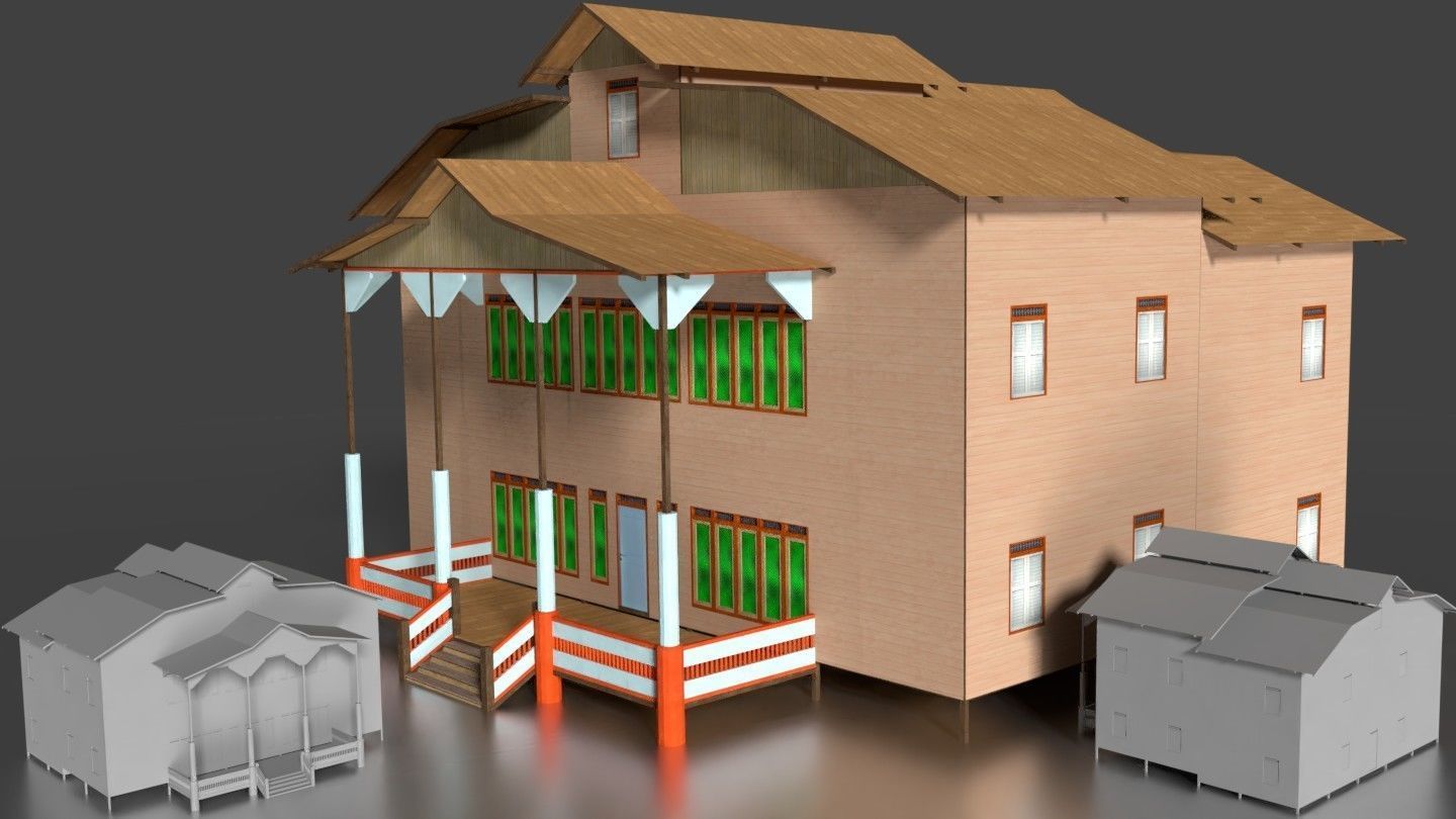 Rumah Kayu Panggung Tingkat 011-020 FBX 3D model_3
