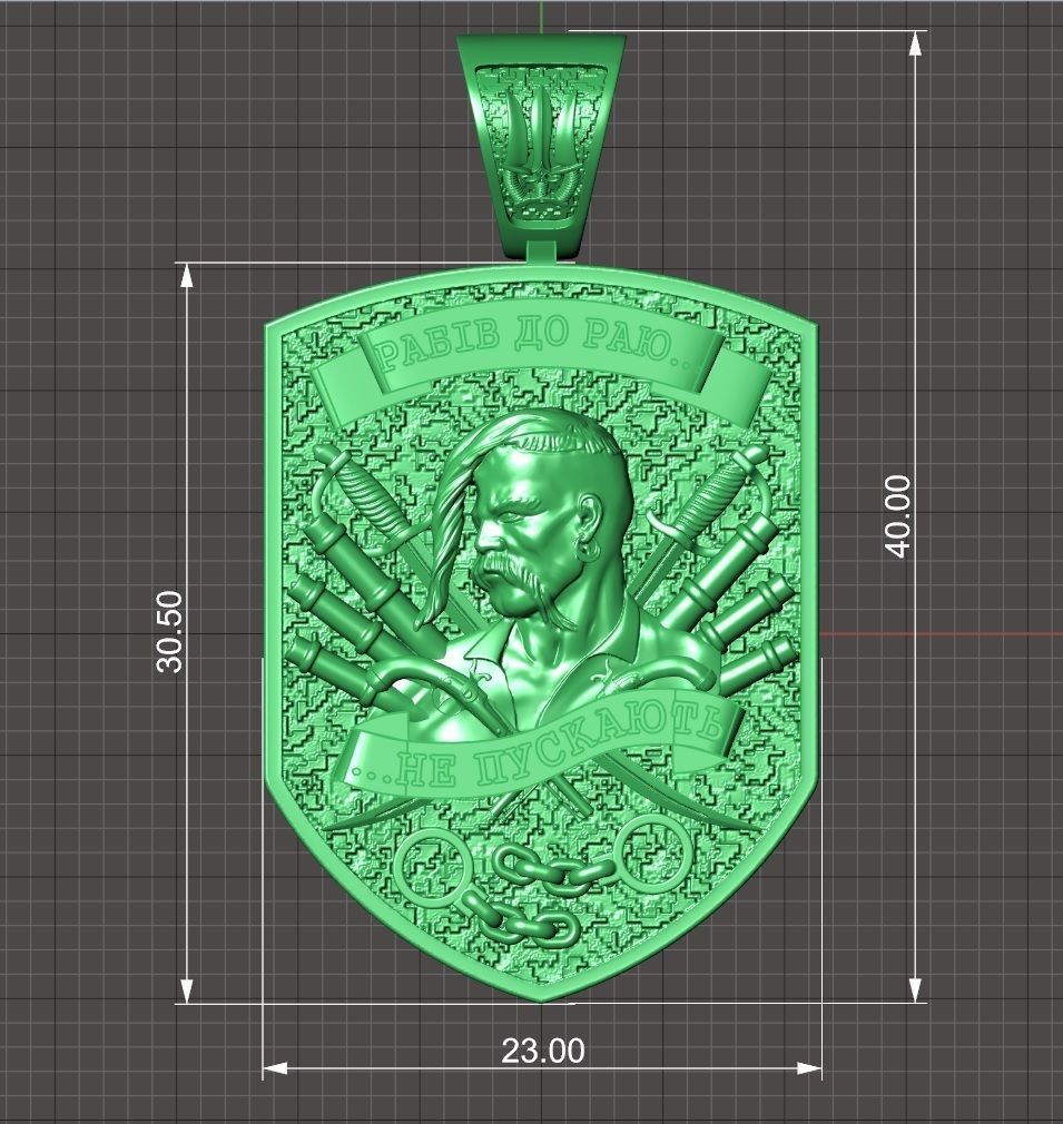 Pendant Cossack of free Ukraine 3D print model_6