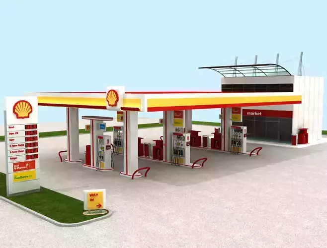 High Detail Gas Petrol Station - Shell