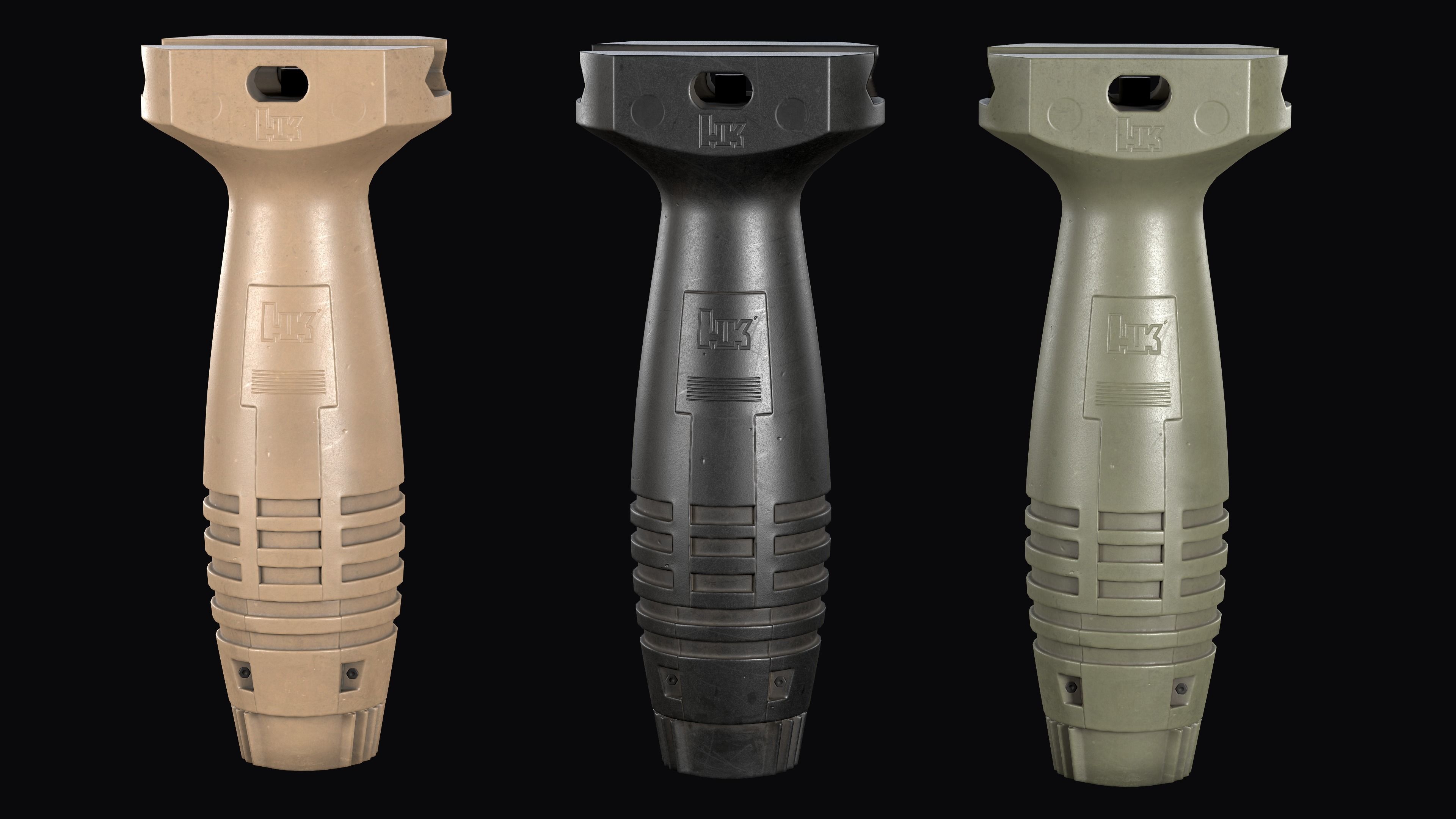 Vertical fore Grip HK  Low-poly 3D model_2