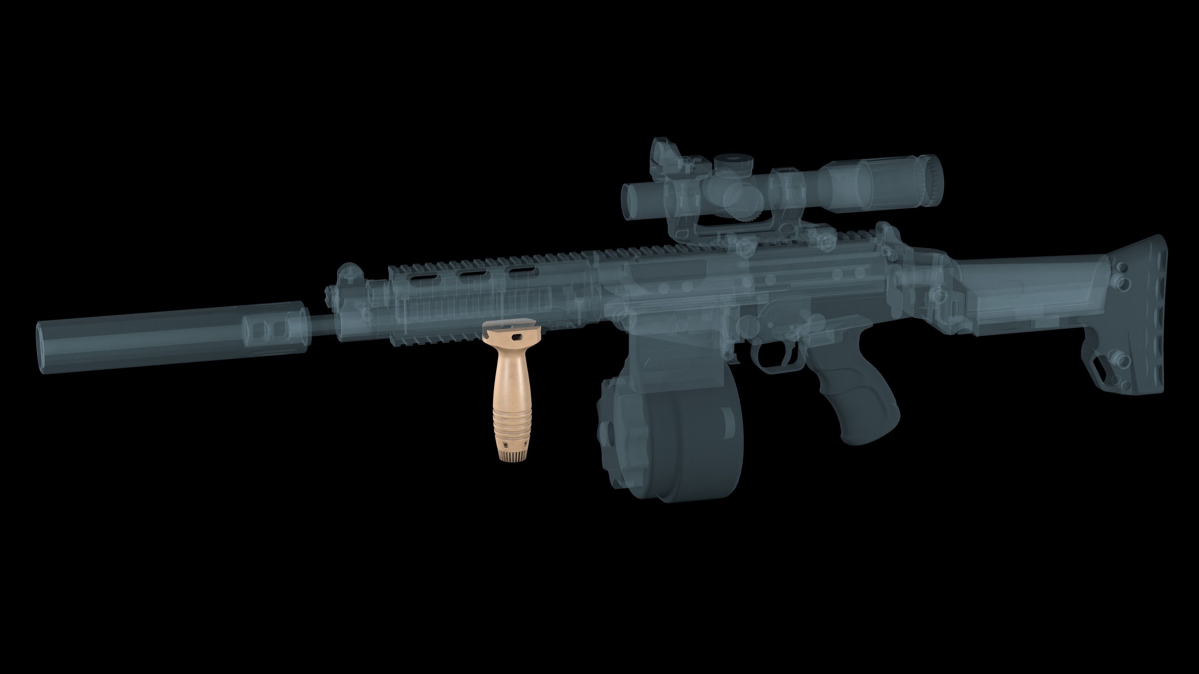 Vertical fore Grip HK  Low-poly 3D model_5